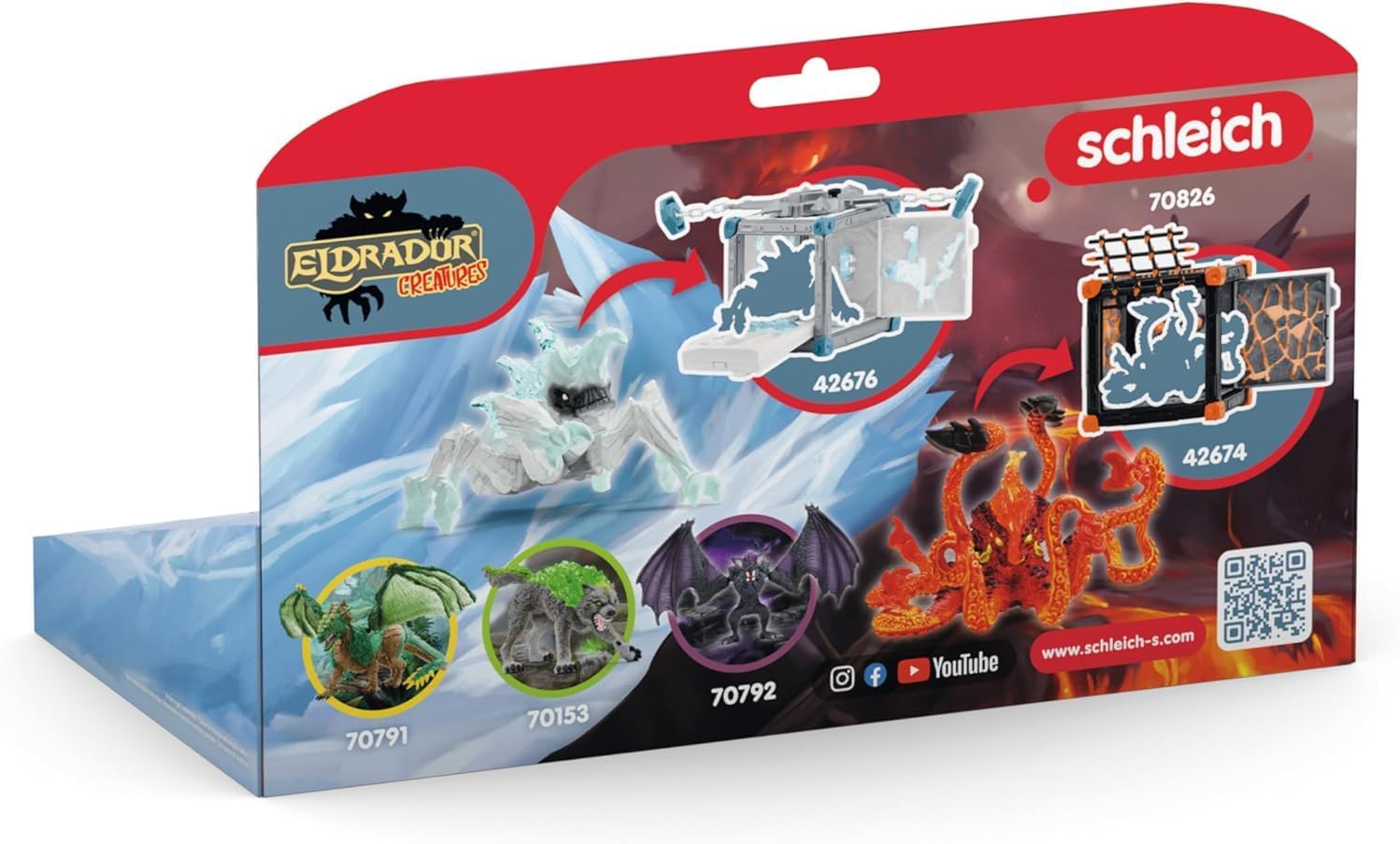 schleich ELDRADOR CREATURES IJskever versus Vuur Octopus, vanaf 7 jaar, 70826 - Speelfiguur, 31 x 16 x 18 cm