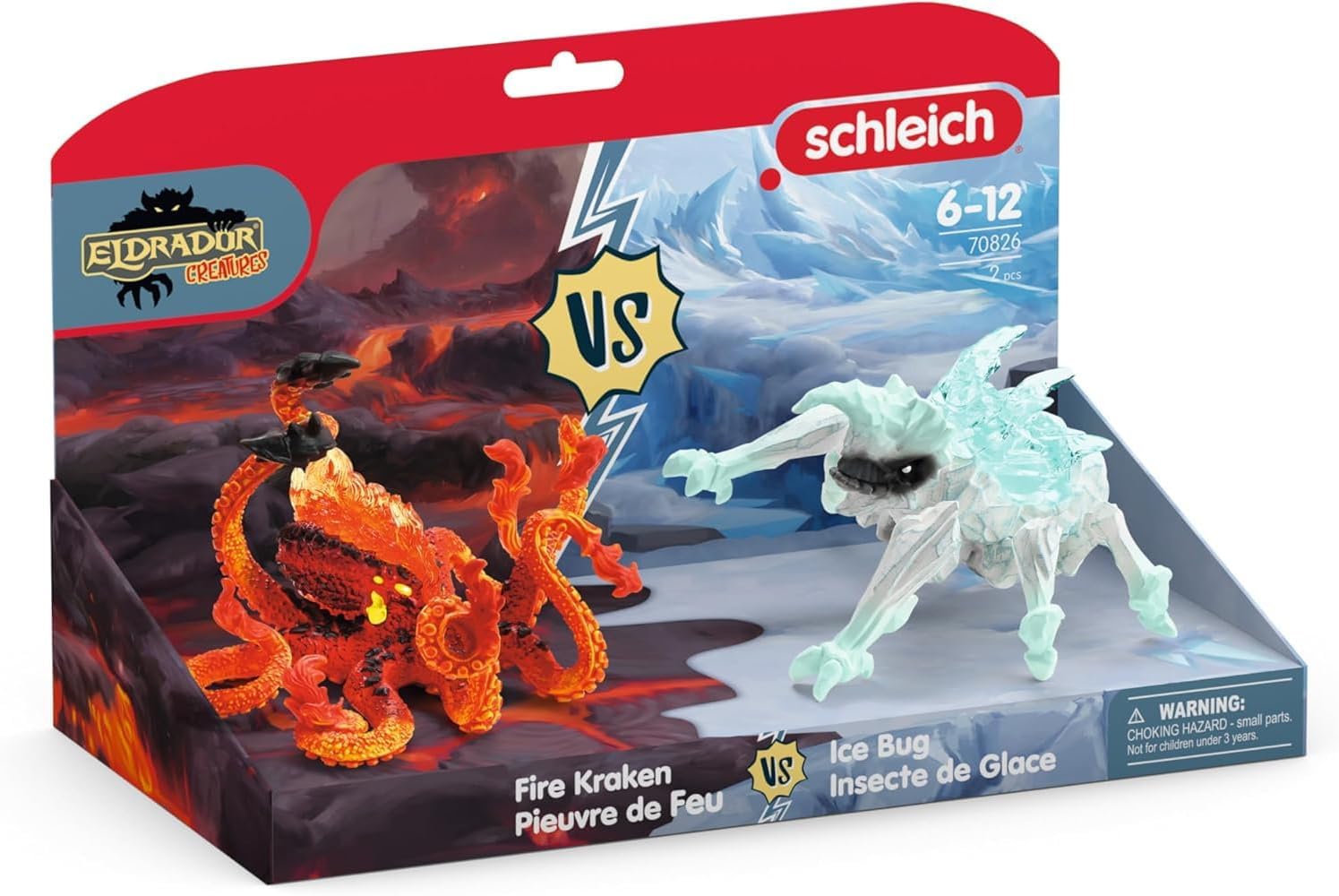 schleich ELDRADOR CREATURES IJskever versus Vuur Octopus, vanaf 7 jaar, 70826 - Speelfiguur, 31 x 16 x 18 cm