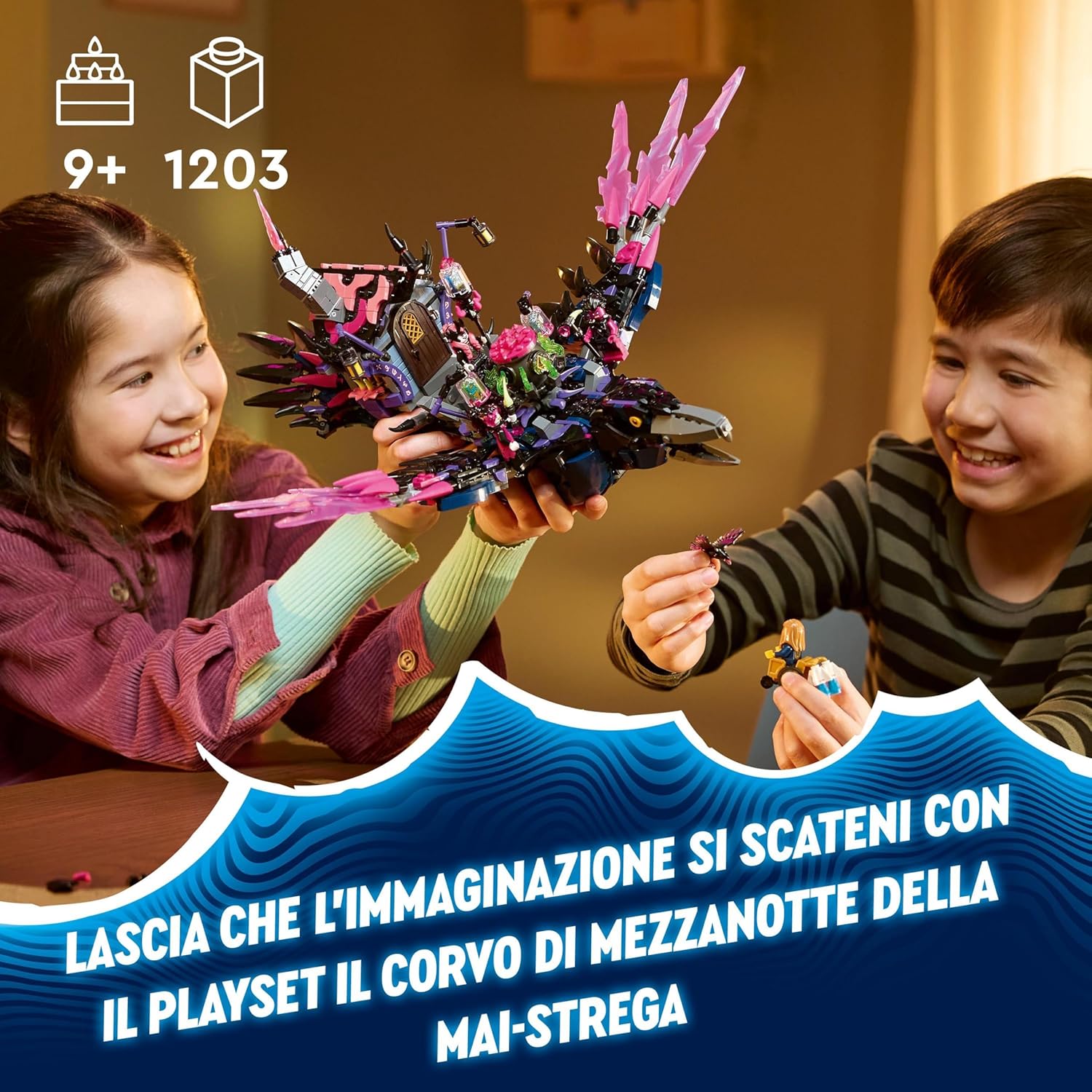 LEGO DREAMZzz 3-in-1 Der Mitternachtsrabe der Nimmerhexe, Spielset für Jungen und Mädchen ab 9 Jahren, mit Tierfigur, Fantasy-Hütte zum Umbauen in EIN Haus, eine Spinne oder einen Vogel 71478