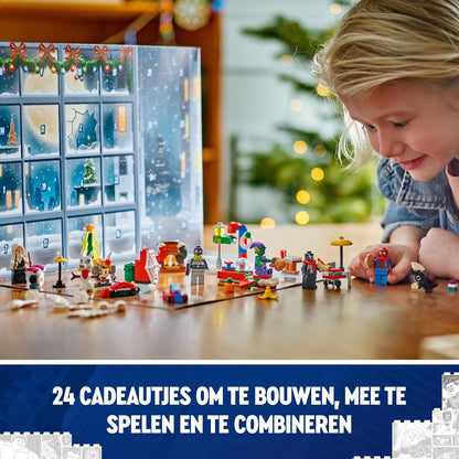 LEGO Spider-Man Adventskalender 2024, Superhelden-Spielzeug, vorweihnachtliches Geschenk für Jungen und Mädchen ab 7 Jahren, Bauspielzeug und Abenteuer-Set, Weihnachstgeschenk 76293