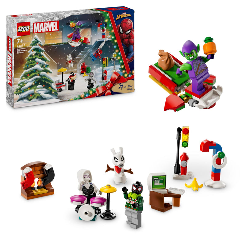 LEGO Spider-Man Adventskalender 2024, Superhelden-Spielzeug, vorweihnachtliches Geschenk für Jungen und Mädchen ab 7 Jahren, Bauspielzeug und Abenteuer-Set, Weihnachstgeschenk 76293