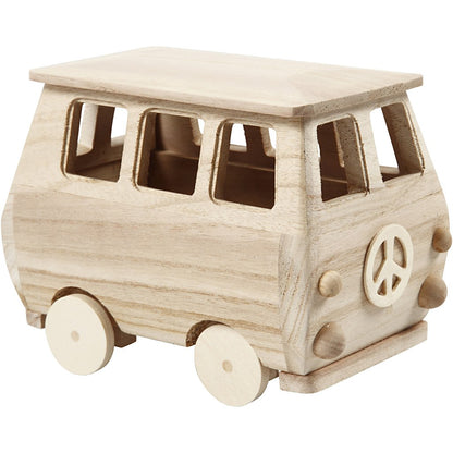 Minibus, LxLxH 17x10x13 cm, pino, legno dell'imperatrice, 1pc