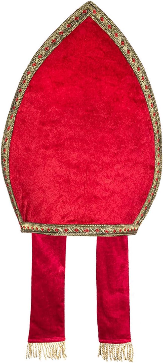 Boland 56841 Mitra Saint Nicholas, Red/Gold, 35 x 33 cm, Boland 56841 - Mitra Sankt Nikolaus, Rot-Gold, Größe circa 35 x 33 cm, Hut, Mütze, St. Martin, Weihnachten, Advent, Kostüm, Karneval, Mottoparty, Boland 56841 Mitra Sankt Nikolaus, rood/goud, 35 x 3