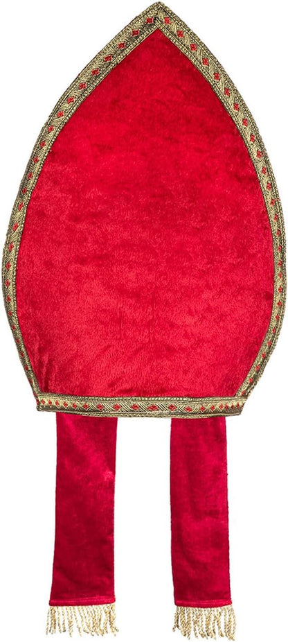 Boland 56841 Mitra Saint Nicholas, Red/Gold, 35 x 33 cm, Boland 56841 - Mitra Sankt Nikolaus, Rot-Gold, Größe circa 35 x 33 cm, Hut, Mütze, St. Martin, Weihnachten, Advent, Kostüm, Karneval, Mottoparty, Boland 56841 Mitra Sankt Nikolaus, rood/goud, 35 x 3