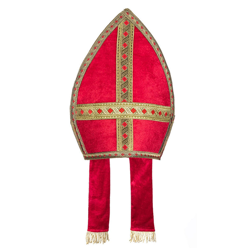 Boland 56841 Mitra Saint Nicholas, Red/Gold, 35 x 33 cm, Boland 56841 - Mitra Sankt Nikolaus, Rot-Gold, Größe circa 35 x 33 cm, Hut, Mütze, St. Martin, Weihnachten, Advent, Kostüm, Karneval, Mottoparty, Boland 56841 Mitra Sankt Nikolaus, rood/goud, 35 x 3