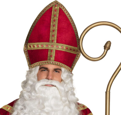 Boland 56841 Mitra Saint Nicholas, Red/Gold, 35 x 33 cm, Boland 56841 - Mitra Sankt Nikolaus, Rot-Gold, Größe circa 35 x 33 cm, Hut, Mütze, St. Martin, Weihnachten, Advent, Kostüm, Karneval, Mottoparty, Boland 56841 Mitra Sankt Nikolaus, rood/goud, 35 x 3