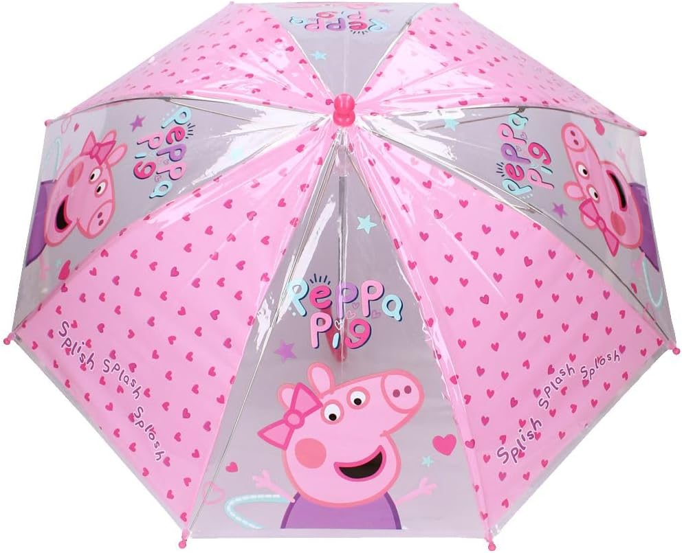 Peppa Pig Classic Umbrella | in Pink and Transparent Umbrella for Kids, Pink