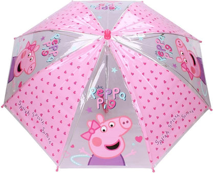 Peppa Pig Classic Umbrella | in Pink and Transparent Umbrella for Kids, Pink