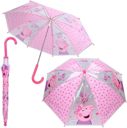 Peppa Pig Classic Umbrella | in Pink and Transparent Umbrella for Kids, Pink
