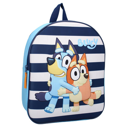 Vadobag BLUEY Oh Happy Days 3D Dog Backpack - Backpack for Children | School | Kindergarten - Blue and Light Blue - Size 32 x 26 x 11 cm, Blue Baby Blue, One Size