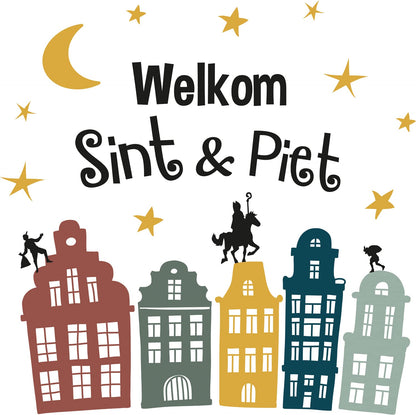 Folat 65691 Window Sticker 'Welkom Sint & Piet' (NL) St Nicholas Day Multi-Coloured