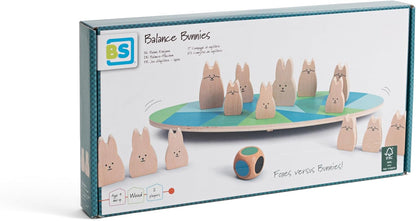 BS Toys Jeu D'Équilibre Lapins en Bois - Jeu Éducatif Et Amusant - Renforce Compétences Motrices, Mmémoire De Travail Et La Reconnassiance des Couleurs - Adapté À Partir De 4 Ans - 2 Joueurs