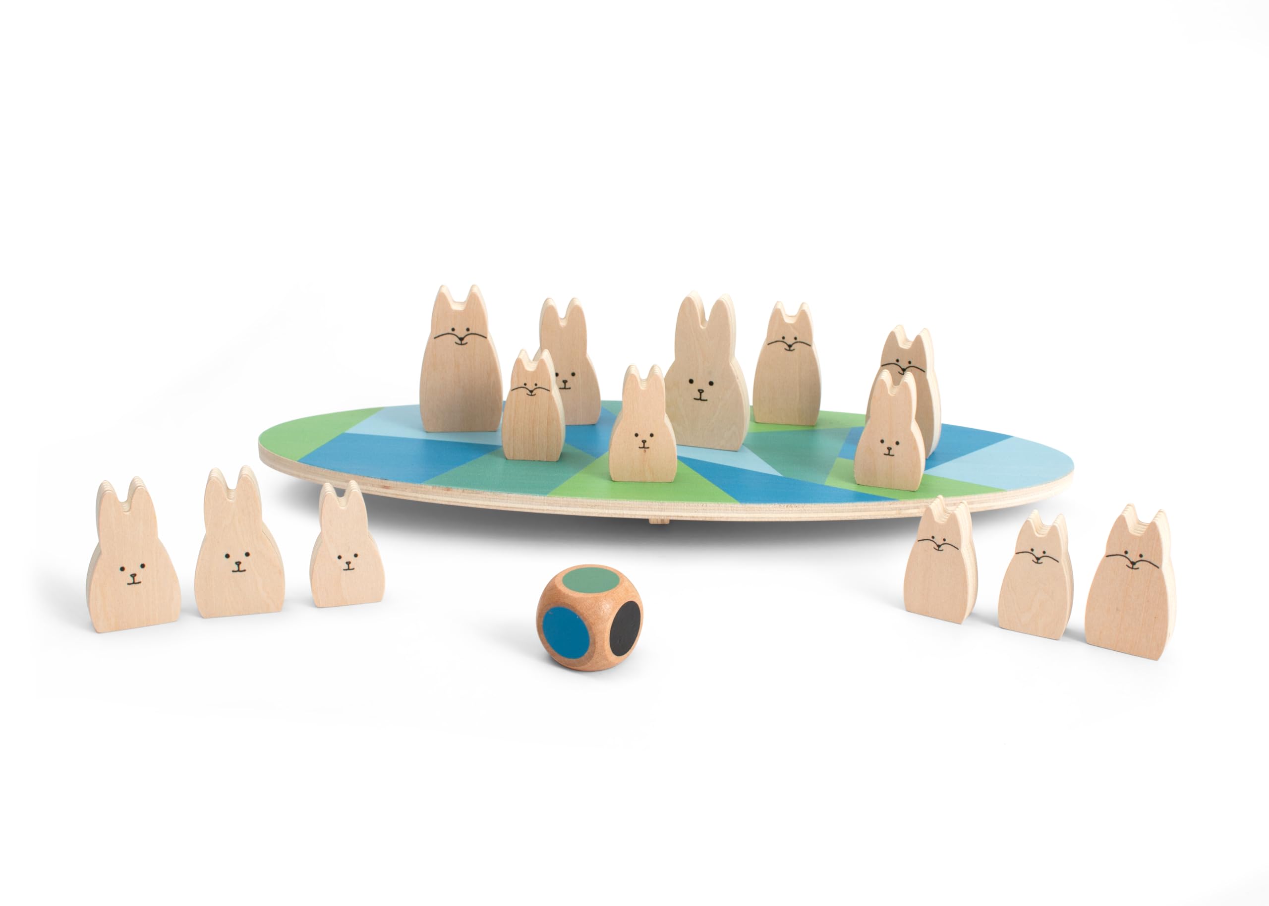 BS Toys Jeu D'Équilibre Lapins en Bois - Jeu Éducatif Et Amusant - Renforce Compétences Motrices, Mmémoire De Travail Et La Reconnassiance des Couleurs - Adapté À Partir De 4 Ans - 2 Joueurs