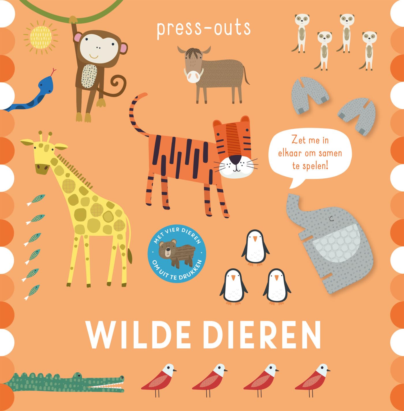 Press-outs - Wilde dieren: Met vier dieren om uit te drukken