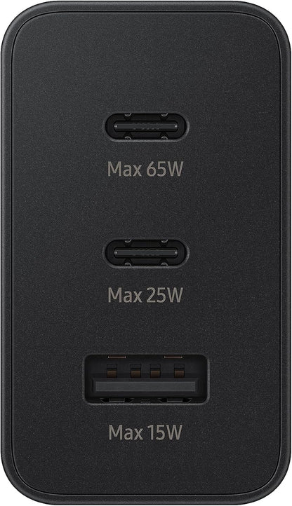 Samsung Galaxy Official 65W Trio Super Fast 2.0 Travel Adapter (without USB-C to C Data Cable), Black