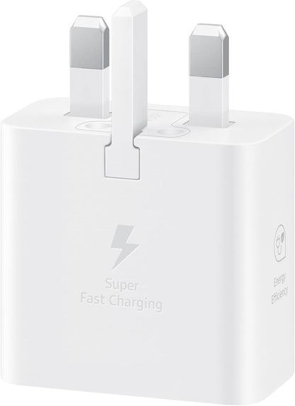 Samsung Galaxy Official 25W Super Fast Charging Travel Adapter (with USB-C to C Data Cable), White White 25W With Data Cable