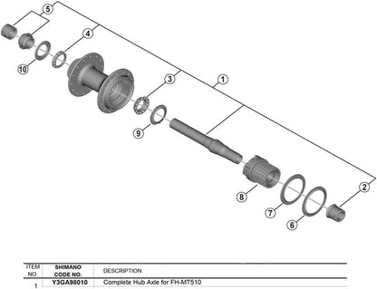 Shimano FH-MT510 complete hub axle, 142 mm
