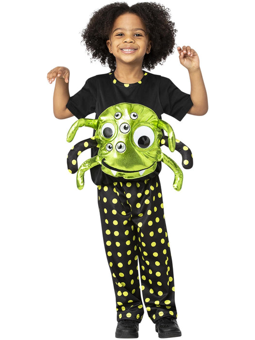 Smiffys Neon Spider Costume Top & Trousers, Halloween Child Fancy Dress, Spider Dress Up Costumes