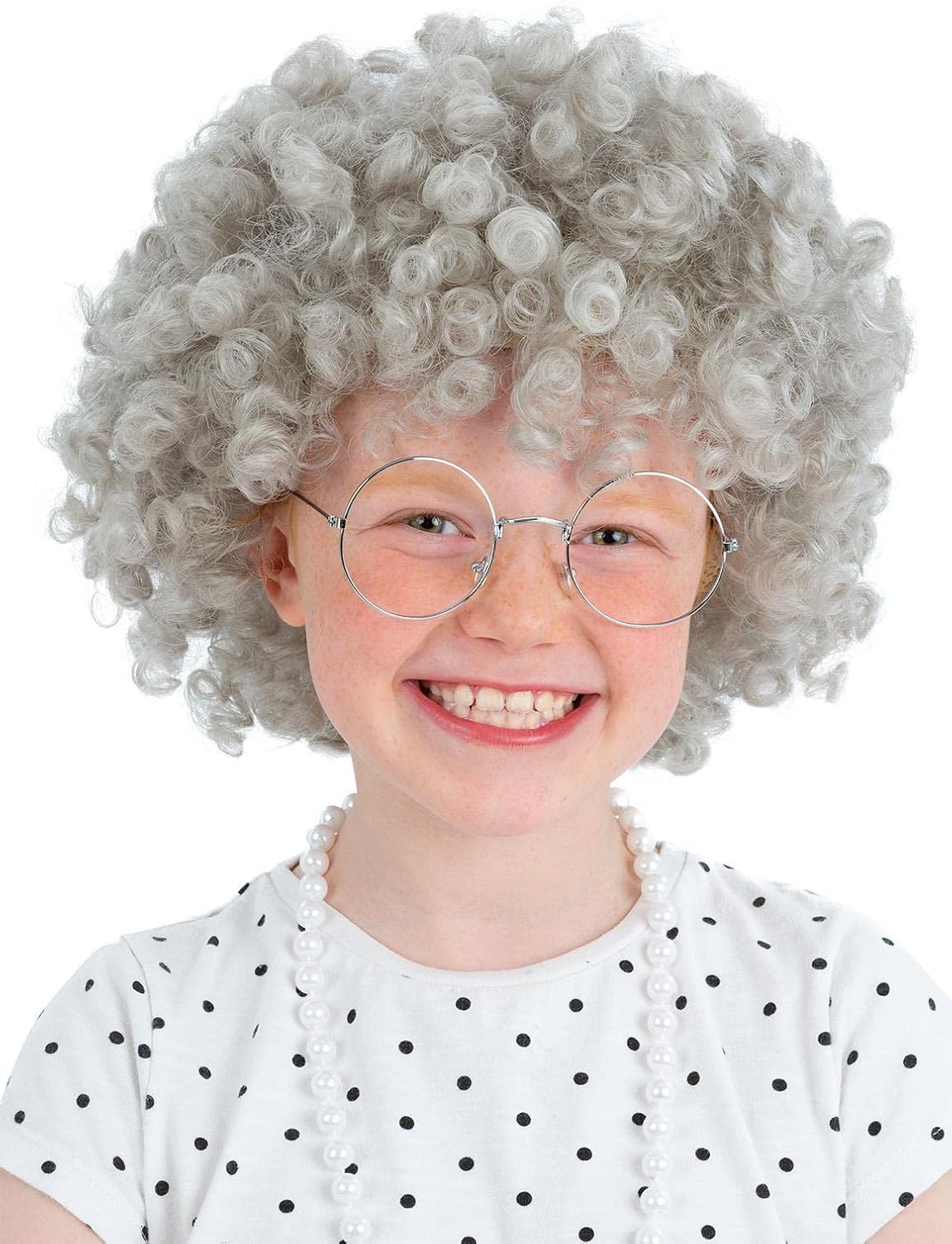 Smiffys Kids Granny Perm Wig, Girls Fancy Dress, Child Dress Up Wigs