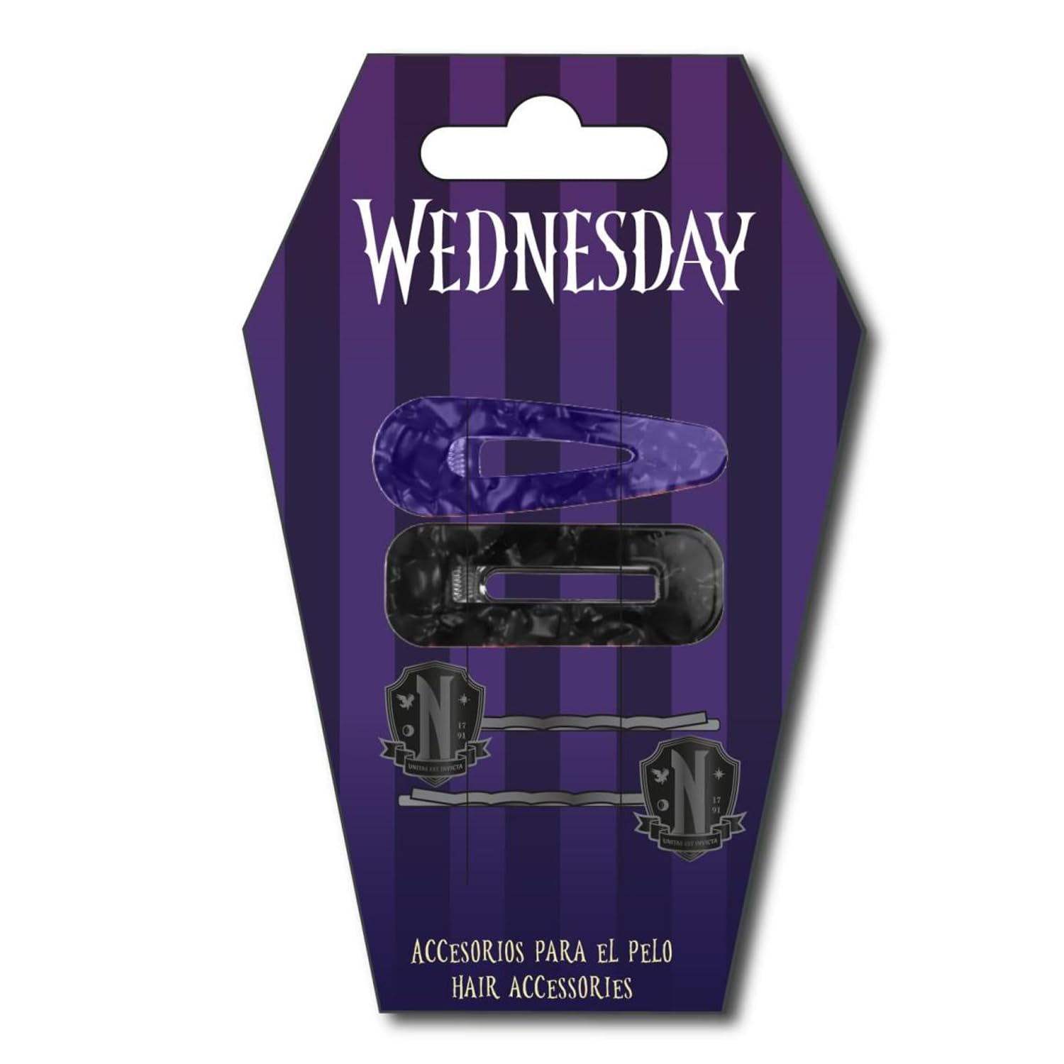 Wednesday Haarschmuck 4er-Pack Pruple & Black
