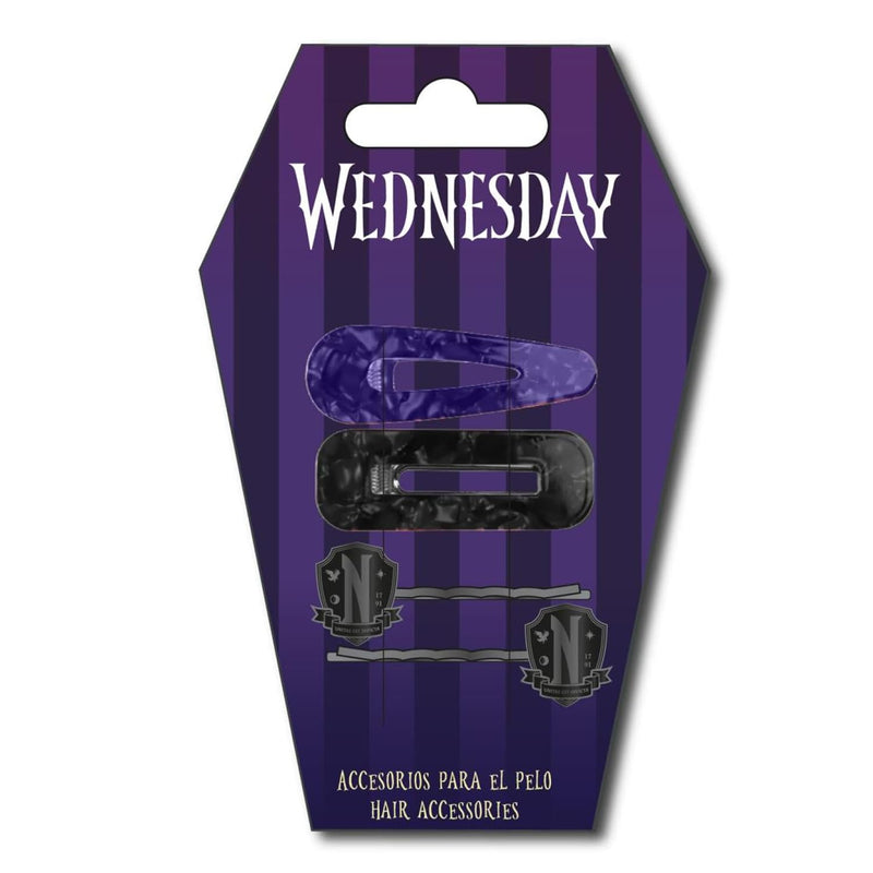 Wednesday Haarschmuck 4er-Pack Pruple & Black