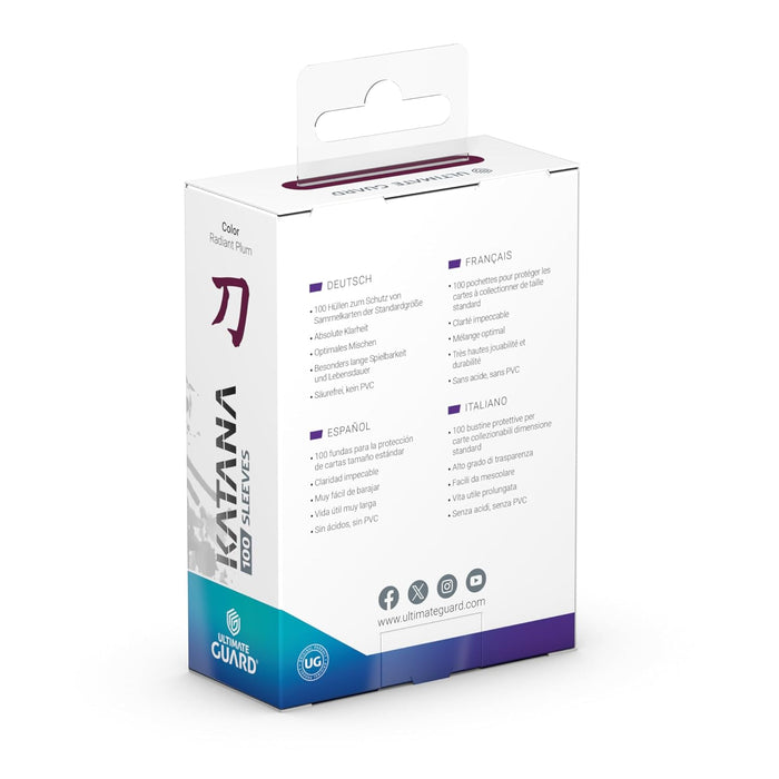Ultimate Guard Katana Card Sleeves, 100 Standard Size TCG Sleeves, 66 x 91mm, Radiant Plum Back, Tournament Sleeves, No PVC & Acid-Free, High Clarity