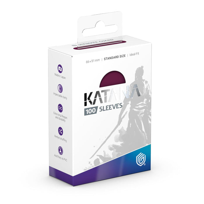 Ultimate Guard Katana Card Sleeves, 100 Standard Size TCG Sleeves, 66 x 91mm, Radiant Plum Back, Tournament Sleeves, No PVC & Acid-Free, High Clarity