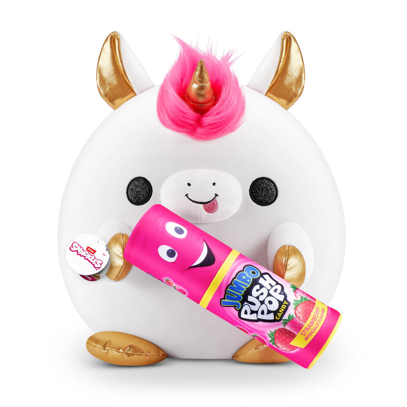 Snackles Super Sized 35 cm, Unicorn (Bazooka), by ZURU Cuddly Squishy Comfort 35 cm Plush with License Snack Brand Accessory (Unicorn