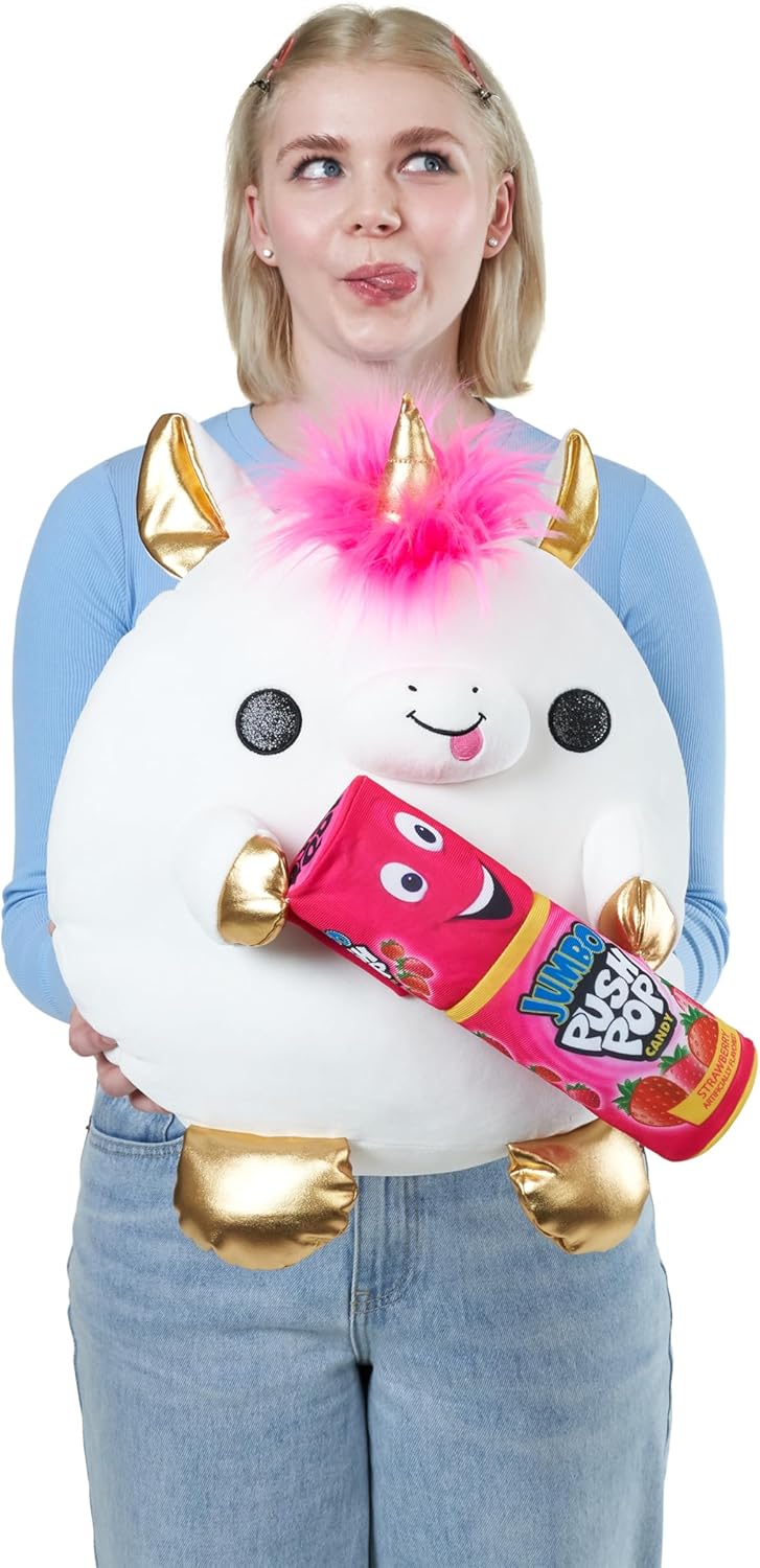 Snackles Super Sized 35 cm, Unicorn (Bazooka), by ZURU Cuddly Squishy Comfort 35 cm Plush with License Snack Brand Accessory (Unicorn