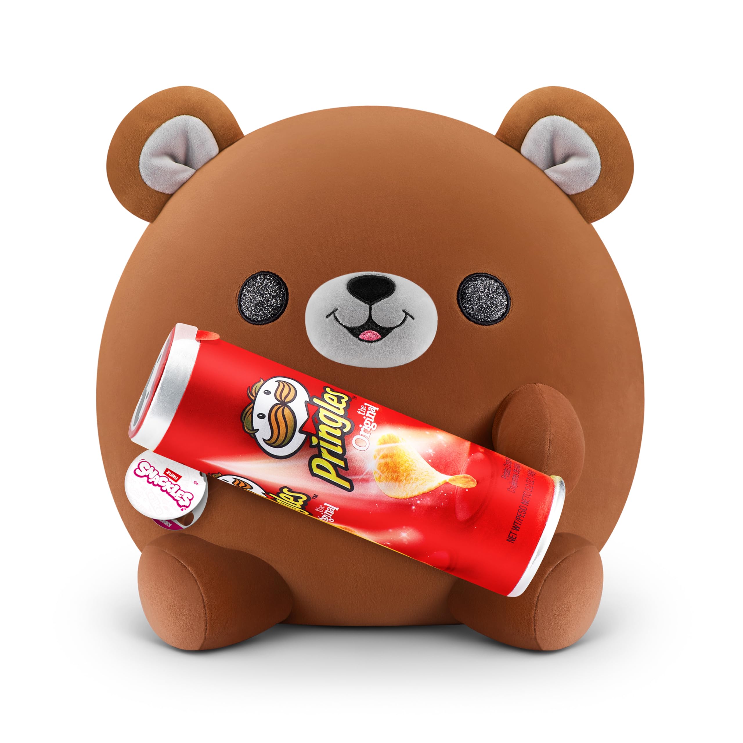 Snackles Super Sized 35 cm, Bear (Pringles), by ZURU Cuddly Squishy Comfort 35 cm Plush with License Snack Brand Accessory (Bear