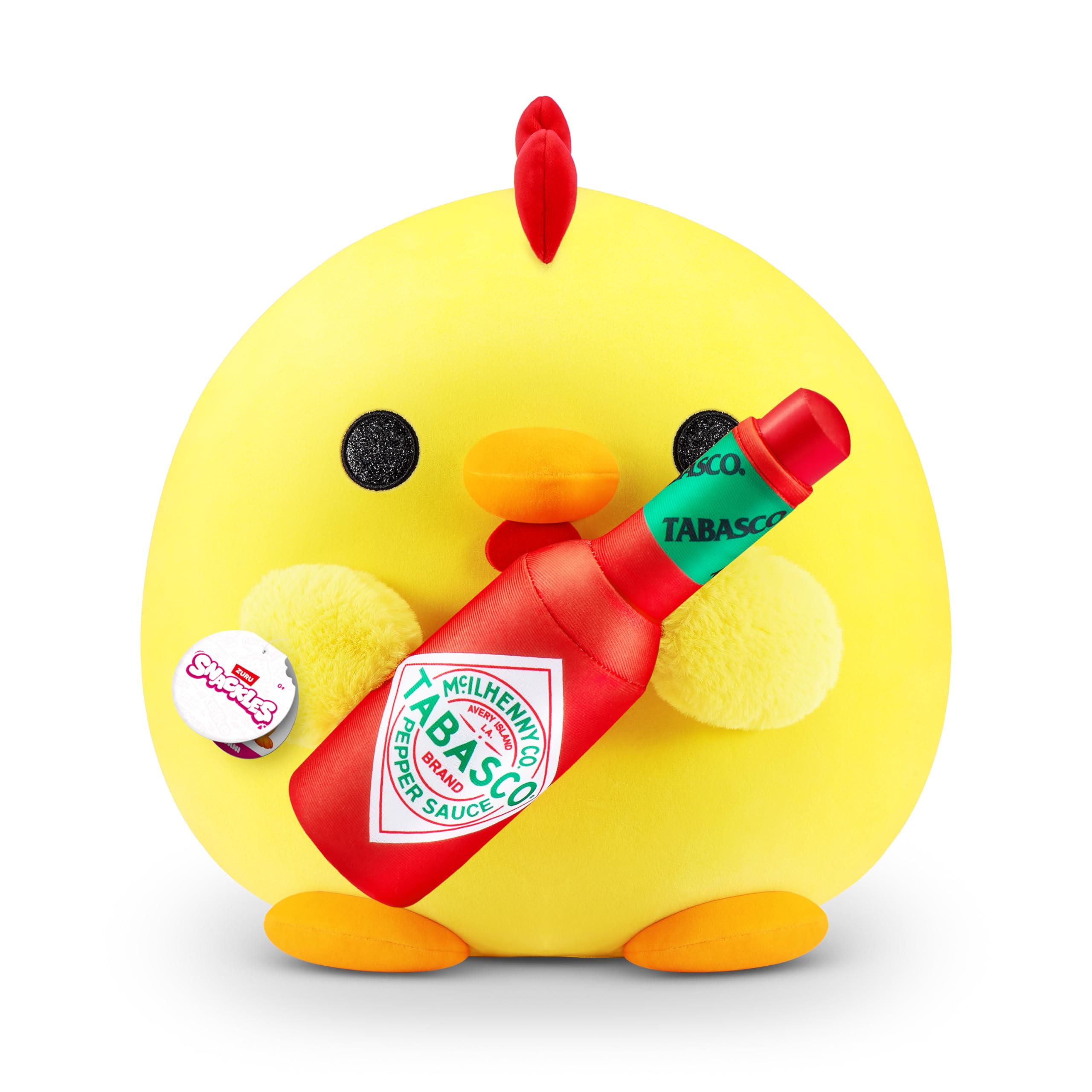Snackles Super Sized 35 cm, Chicken (Tabasco), by ZURU Cuddly Squishy Comfort 35 cm Plush with License Snack Brand Accessory (Chicken