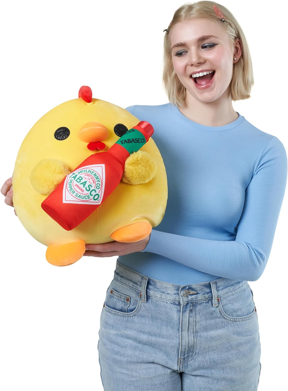 Snackles Super Sized 35 cm, Chicken (Tabasco), by ZURU Cuddly Squishy Comfort 35 cm Plush with License Snack Brand Accessory (Chicken
