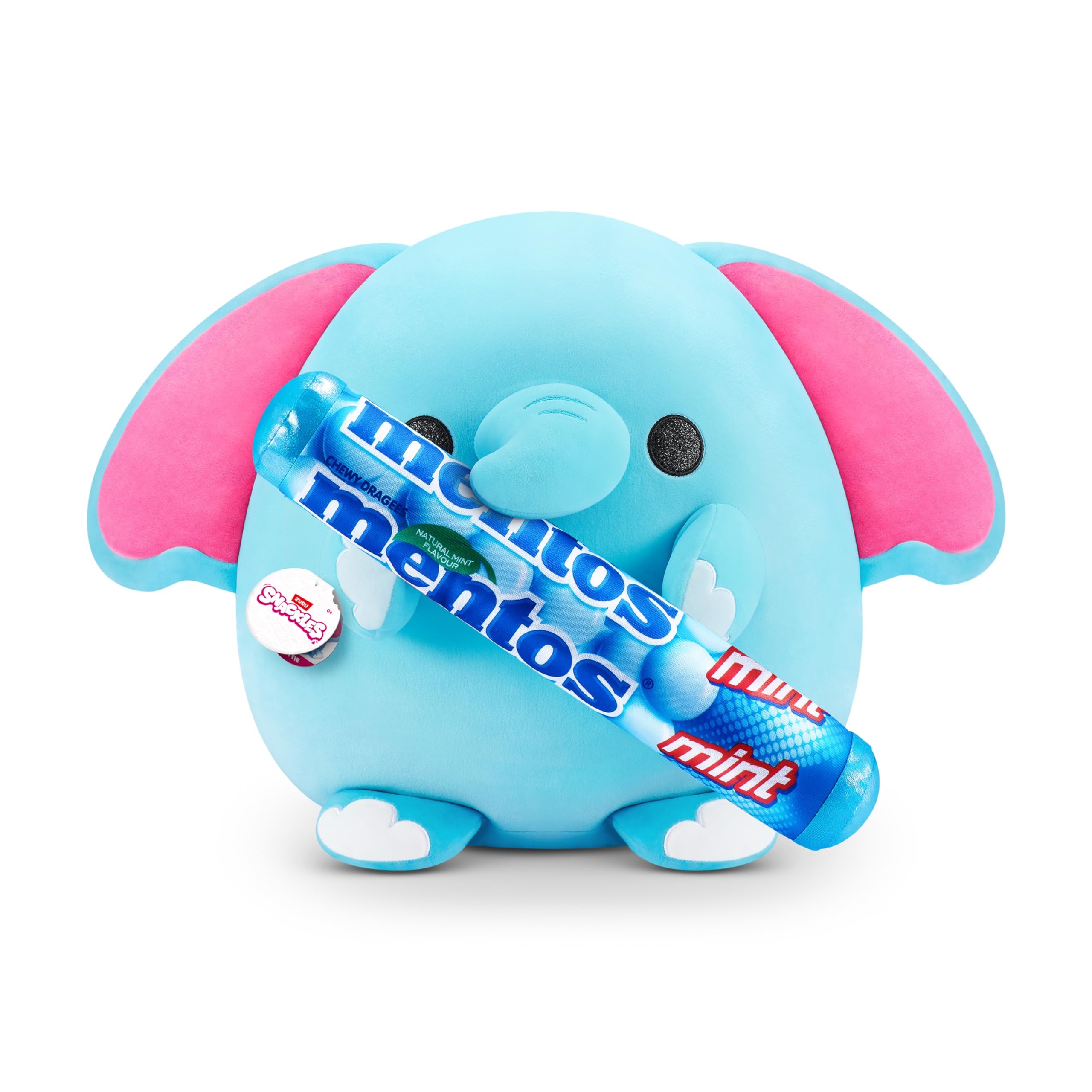 Snackles Super Sized 35 cm, Elephant (Mentos), by ZURU Cuddly Squishy Comfort 35 cm Plush with License Snack Brand Accessory (Elephant