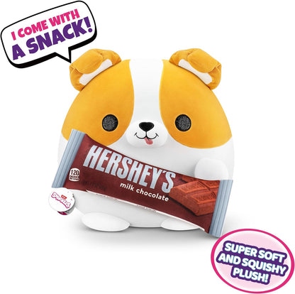 Snackles Super Sized 35 cm, Corgi (Hershey's Milk Chocolate), by ZURU Cuddly Squishy Comfort 35 cm Plush with License Snack Brand Accessory (Corgi