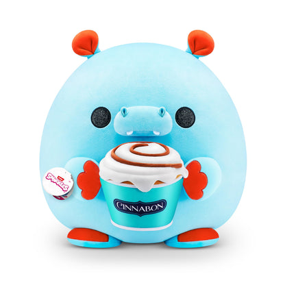 Snackles Super Sized 35 cm, Hippo (Cinnabon), by ZURU Cuddly Squishy Comfort 35 cm Plush with License Snack Brand Accessory (Hippo