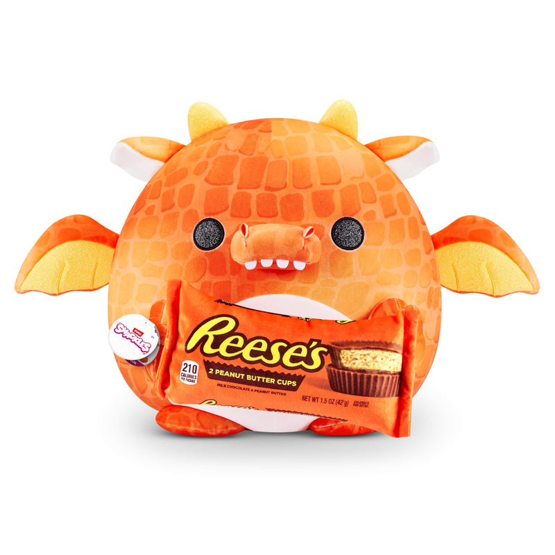 Snackles Super Sized 35 cm, Dragon (Reese's), by ZURU Cuddly Squishy Comfort 35 cm Plush with License Snack Brand Accessory (Dragon
