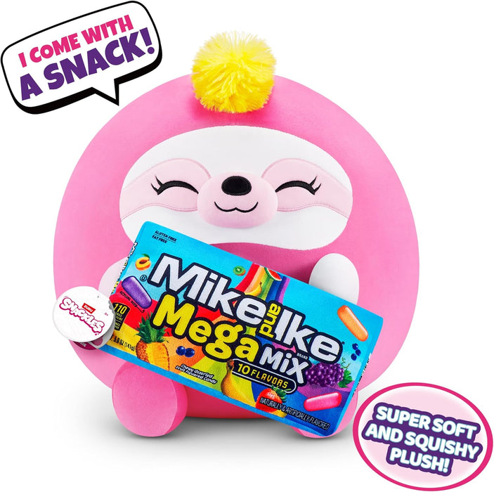 Snackles Super Sized 35 cm, Sloth (Mike & Ike), by ZURU Cuddly Squishy Comfort 35 cm Plush with License Snack Brand Accessory (Sloth