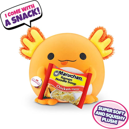 Snackles Super Sized 35 cm, Axolotl (Maruchan), by ZURU Cuddly Squishy Comfort 35 cm Plush with License Snack Brand Accessory (Axolotl
