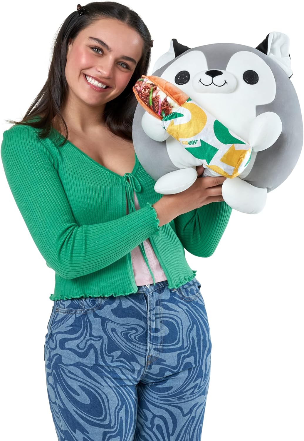 Snackles Super Sized 35 cm, Husky (Subway), by ZURU Cuddly Squishy Comfort 35 cm Plush with License Snack Brand Accessory (Husky