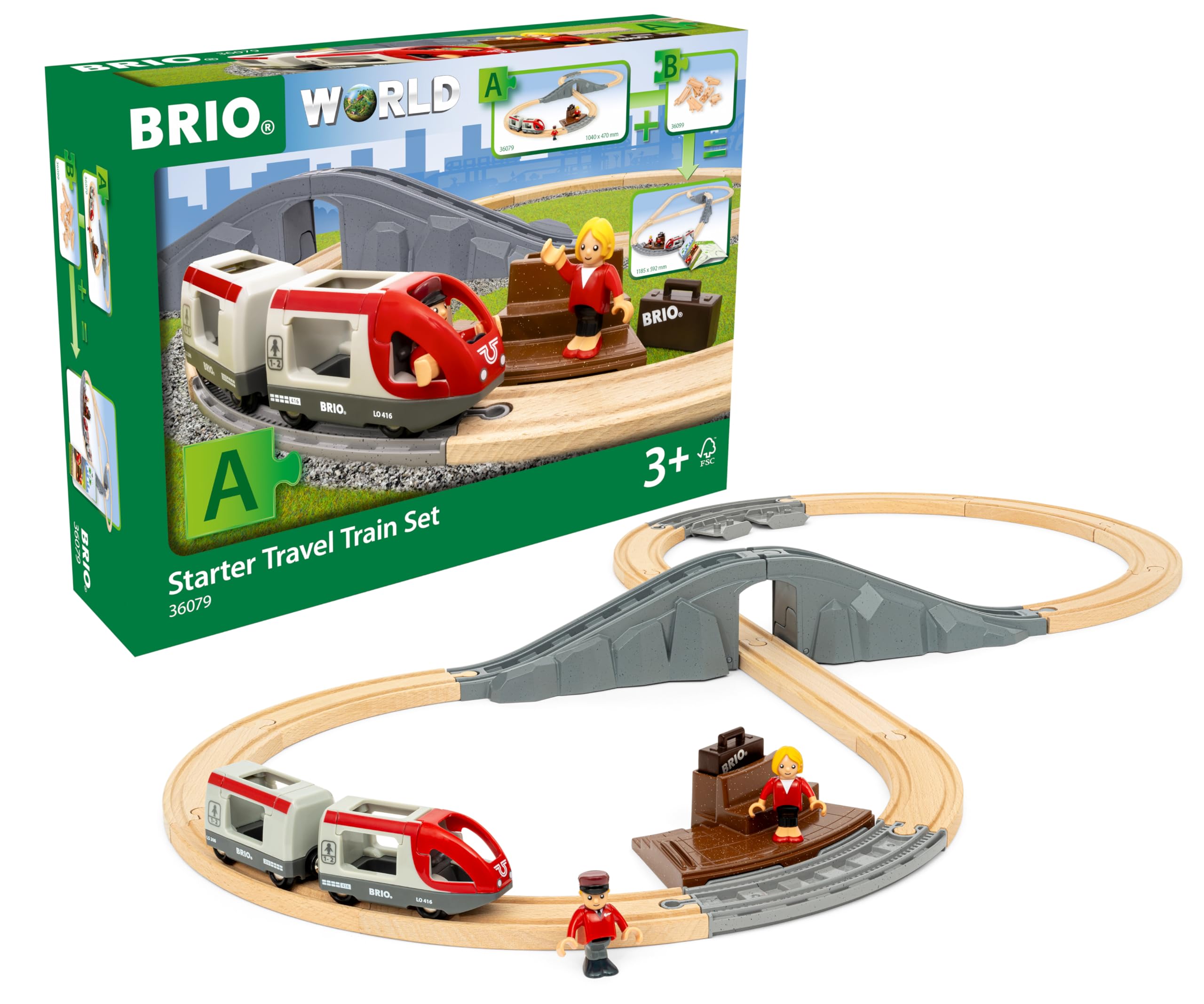 BRIO World - 36079 - Circuit en 8 Voyageurs - Coffret Complet de 22 pièces avec Pont - Circuit de Train en Bois - Jouet Mixte à partir de 3 Ans