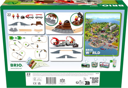 BRIO World - 36079 - Circuit en 8 Voyageurs - Coffret Complet de 22 pièces avec Pont - Circuit de Train en Bois - Jouet Mixte à partir de 3 Ans