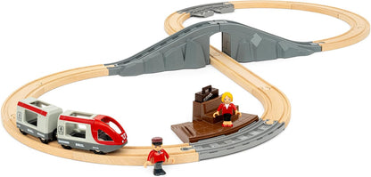 BRIO World - 36079 - Circuit en 8 Voyageurs - Coffret Complet de 22 pièces avec Pont - Circuit de Train en Bois - Jouet Mixte à partir de 3 Ans