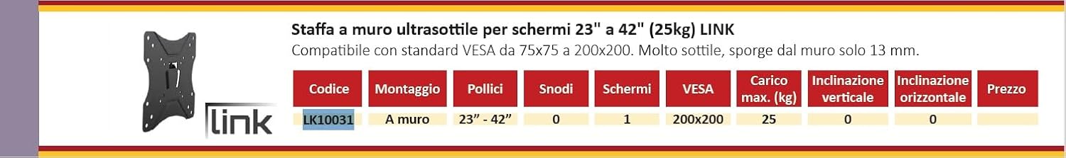 Staffa A Muro Orientabile Tv 23-42