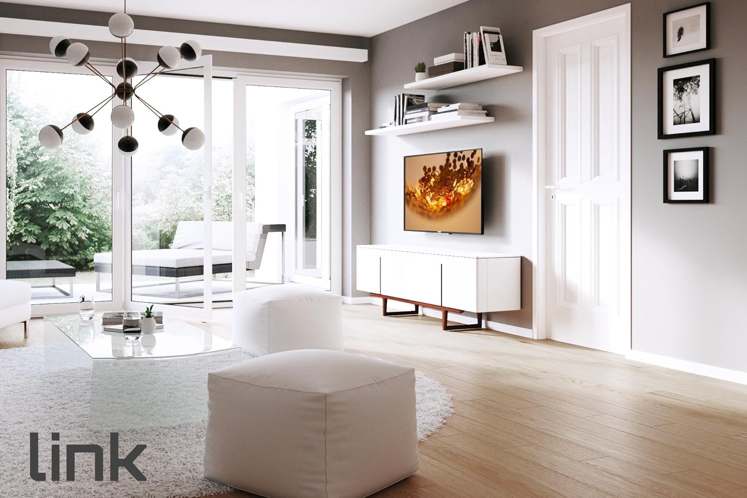 Link LKBR46 - Staffa da Muro 2 snodi per Monitor 14-27" Fino a VESA 100X100 Orientamento Verticale e Orizzontale, Colore Nero