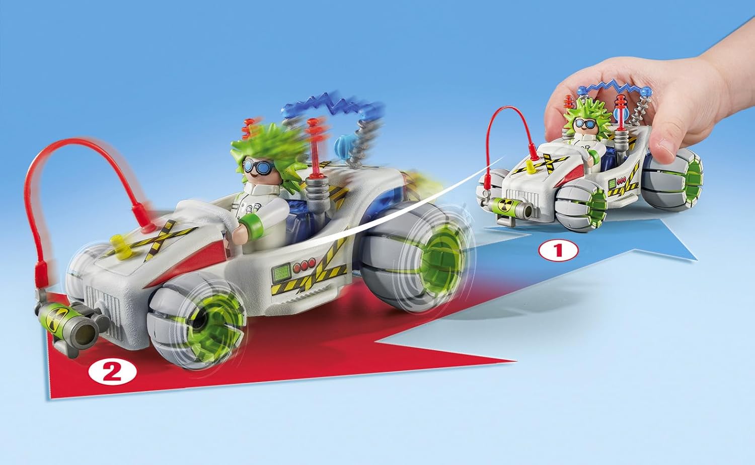 PLAYMOBIL Funstars 71633 Rasender Professor, Kart mit Rückzugsmotor, dynamisches Spielset für spannende Rennen, detailreiches Spielzeug für Kinder ab 4 Jahren