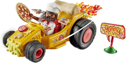 PLAYMOBIL Funstars 71634 Race pizza, kart met pullback-motor, dynamische speelset voor spannende races, gedetailleerd speelgoed voor kinderen vanaf 4 jaar