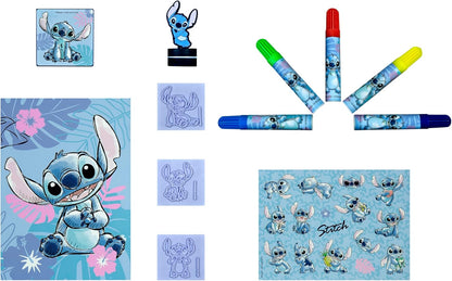 Undercover Stitch Mega Creative Box - Creativity, Crafts, Children - Fibre Tip Pens, Sticker Sheet, Colouring Book, Stamp, Blue