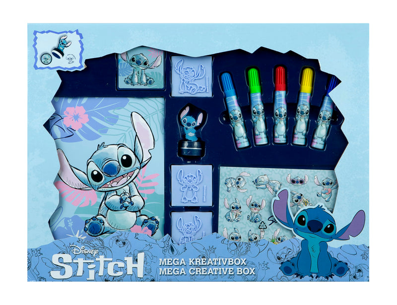 Undercover Stitch Mega Creative Box - Creativity, Crafts, Children - Fibre Tip Pens, Sticker Sheet, Colouring Book, Stamp, Blue