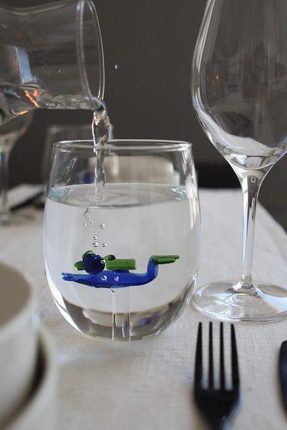 Winkee - Drinking Glasses - Handmade Scuba Diver
