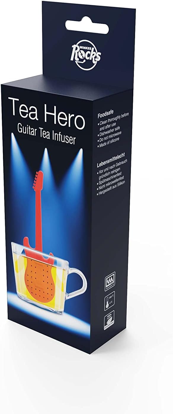 Winkee Rocks - Guitar Tea Strainer - Tea Infuser for Loose Tea | Tea Infuser Funny | Tea Strainer for Cup | Spice Strainer Silicone | Tea Ball Guitar Figure | Birthday Christmas Valentine's Day Gift